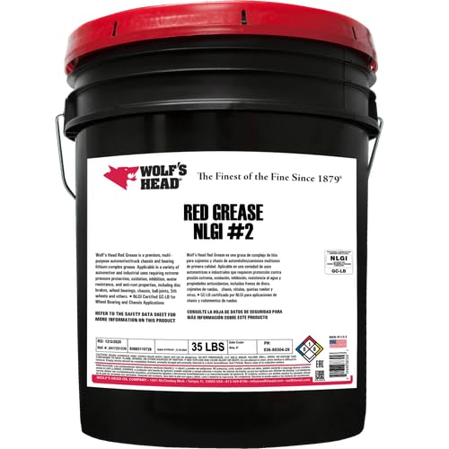 Wolf's Head Red Grease NLGI #2 (836-88304-28) 35 Pound Pail | Made in USA