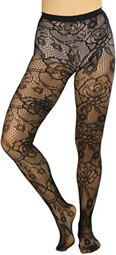 Image of ToBeInStyle Women's Elegant Floral Lace Inspired Spandex Net Full Length Tights