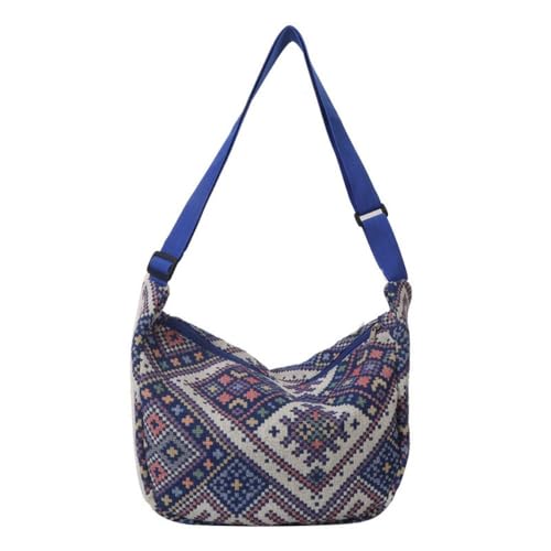 Messenger Bag Canvas Simple Handbags Large-capacity Underarm Bags Women Female(Blue)