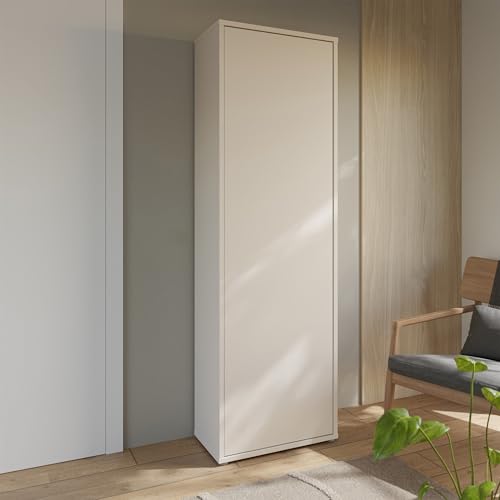 Forte Alice Springs Garderobenschrank 60, Moderne Garderobe mit Kleiderstange und Einlegeböden, Flur, Holzwerkstoff, Kaschmir Beige, 59,8 xm breit x 191,9 cm hoch x 34,9 cm tief