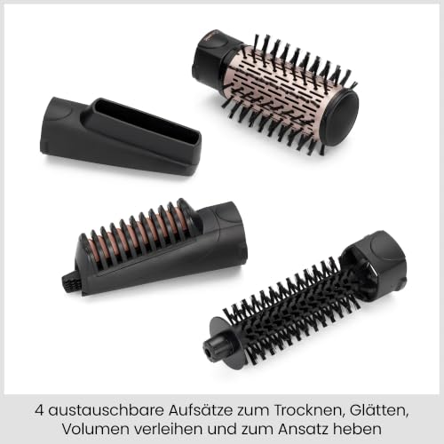 BaByliss Dry, Straighten and Style - Rotierende Warmluftbürste, 1000W Ionen Rundbürstenföhn mit 4 Aufsätzen zum Föhnen, Glätten… – Ansicht 2