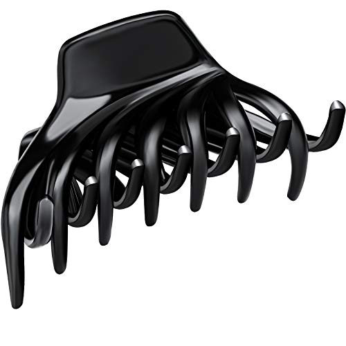 Large Pince à Cheveux 3,54 Pouces Pinces à Cheveux à Mâchoires de Barrette à Maintien Solide Pince de Griffe à Cheveux Antidérapantes Accessoires de Coiffure pour Cheveux Épais Fins, Noir thumbnail