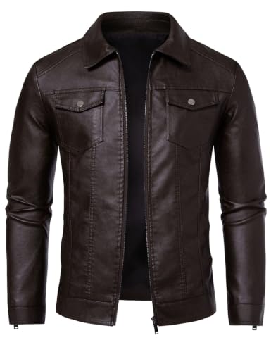 Veste en cuir synthétique homme performante avec doublure coupe-vent étanche