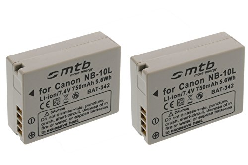 2x Batteria NB-10L per Canon PowerShot G15, G1X