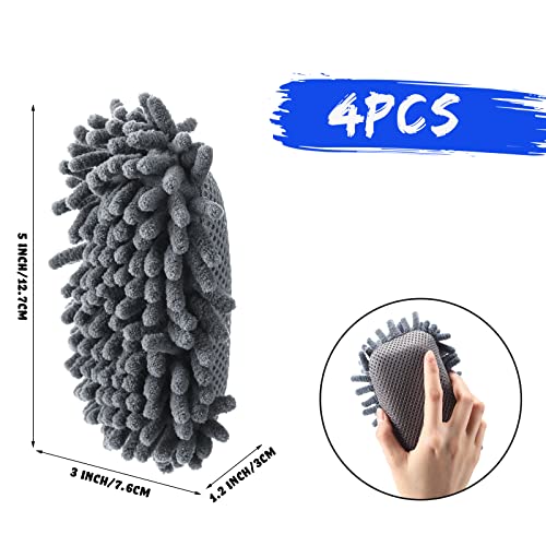 Epakh 4 Pieces Dry Erase Erasers Magnetic Whiteboard Eraser Washable Microfiber Shag for Classroom, Home and Office Use(Gray)