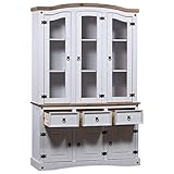 Dieser hochwertige Buffetschrank aus Holz ist ein Möbelstück im mexikanischen Corona-Stil. Die gewachste Kiefer versprüht einen rustikalen Charme, der diesen Schrank zu einer tollen Ergänzung für Ihren Wohn- oder Essbereich macht. Dieser stabile und robuste Geschirrschrank ist aus massivem Kiefernholz gefertigt.