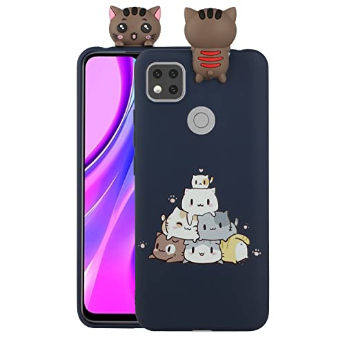 Leton-IT Coque Redmi 9C Silicone 3D Etui Housse pour Redmi 9C Animé Mignon Souple Antichoc TPU Mignon Flexible Protection Case pour Enfants, Filles, Dames Bleu Cover