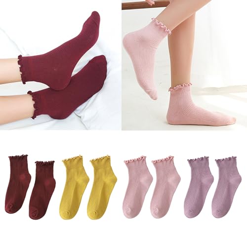 Yjcnelcr Chaussettes hautes en coton pour femme - Jolies chaussettes à volants Lolitas - Chaussettes courtes - Cadeaux de bonneterie, vert foncé, Taille unique – vue 2
