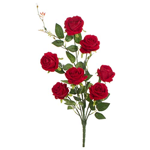 MAIYUAN Autoschmuck - Ramo de Rosas Artificiales de Terciopelo para Novia, Ramo de Boda de la más, Planta Artificial Artificial para casa, jardín, Oficina, Hotel, Fiesta, Regalo (Rosa 6 Rojo 1)