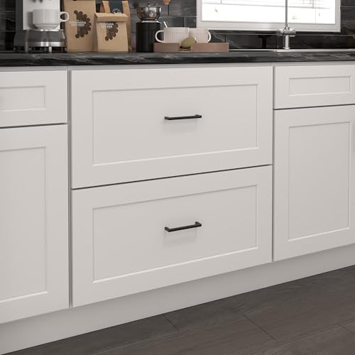 Image of Furinno Shaker Drawer Base Kitchen Cabinet with 2-Drawers, Ready to Assemble, 24 D x 30 W x 34.5 H, White