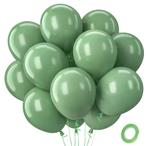 Ballons Vert - 100 Pièces Ballons Anniversaire Vert Sauge, Ballon de Baudruche Verts Olive, Ballon Hélium pour Decoration Anniversaire Garçon Mariage...