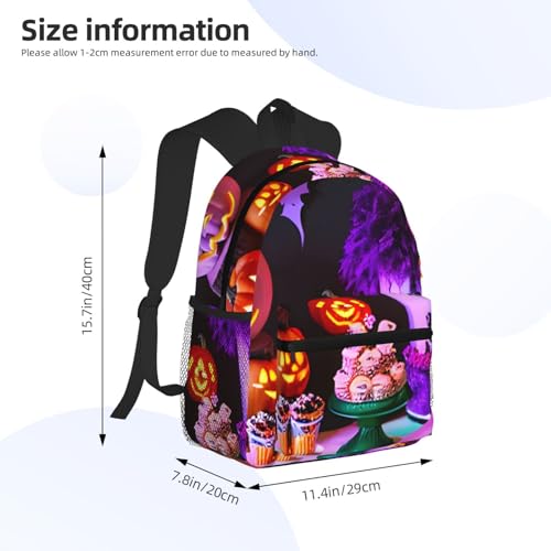 Mochila ligera para viajes diarios con estampado de fiesta de Halloween unisex 4