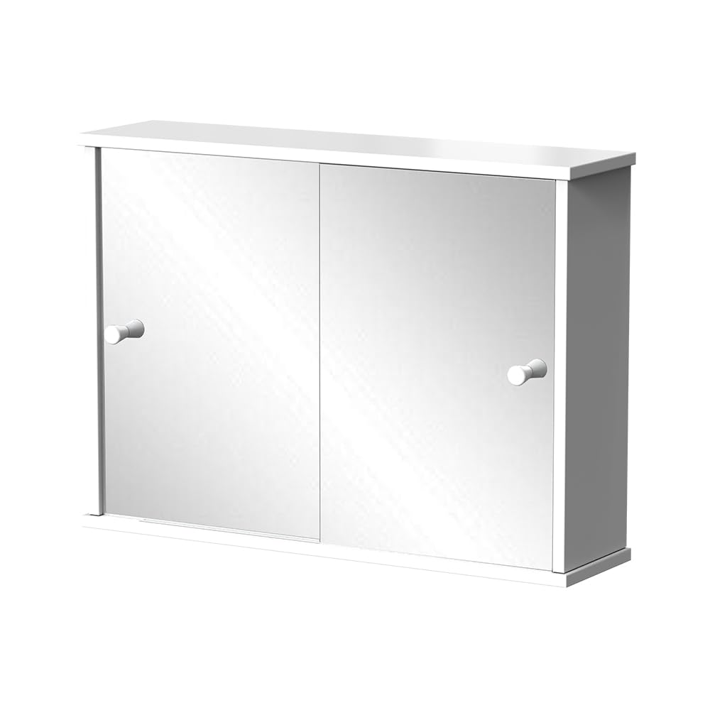 Vicco Armoire de Toilette Mireo, Blanc, 55x40cm avec 2 Portes coulissantes, pour Montage Mural avec étagères Ouvertes