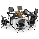 COSTWAY 2 er Set Konferenztisch 160 x 60 cm, Besprechungstisch mit Metallrahmen,...