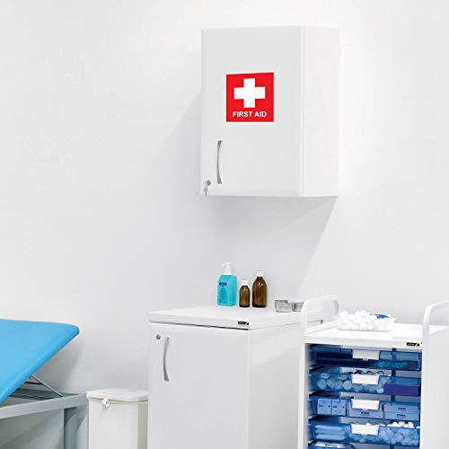 First Aid Sticker, First Aid Decal, Emergency 4 X 4 Inches, First Aid Sticker For Box, Emergency First Aid Kit Signs Stickers, Water Resistance, First Aid Sign, Indoor & Outdoor (4-Pk) #TOP6