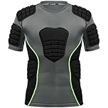 Zicac Men Padded Compression Shirt, Football Chest Rib Protectors with 8 Pads Football Protective Gear for Baseball Rugby Lacrosse