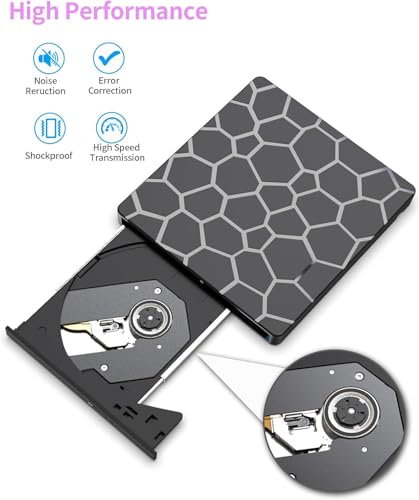 Image of External CD DVD Drive,8 in 1 USB 3.0 and Type-C Disc Reader Writer Burner Player,Slim and Portable CD DVD + /-RW Optical Drive for PC Laptop Desktop MacBook Mac Windows Linux OS Apple