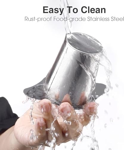 Aputue Çay Makinesi Metal Demlik Süzgeci, Yaprak Çay ve Kahve için Paslanmaz Çelik Çay Süzgeci, Isıya Dayanıklı Çift Kulplu ve Kapaklı, Demlik ve Fincan için Süzgeç - Görsel 7