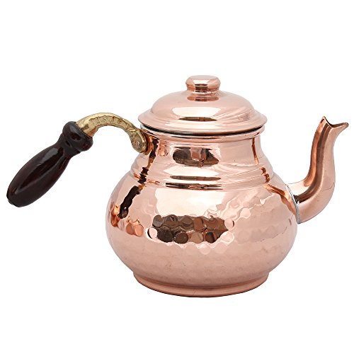 Copper Teapots With Lids And Wood Handle, Teapot Warmer, Copper Heater, Copper Teapots, Hammered Copper Tea Pot, Turkish Tea, Copper Pot, Samovar (With Warmer) #TOP3