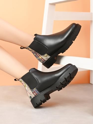 Image of Big Fox Printed Mid Top Chelsea Boots For Woman