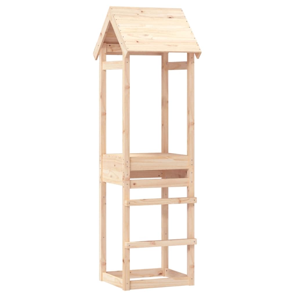 vidaXL Solid Pine Wood Play Tower - Outdoor Playhouse Climbing Frame with Roof, Adaptable for Slides/Swings 53x46.5x194 cm