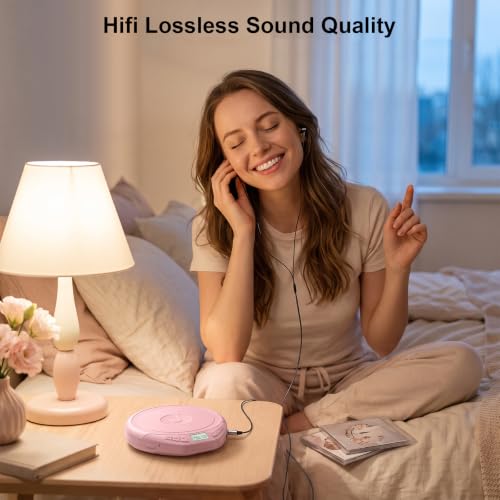 Image of Gueray Portable CD Player with Earphones CD Player for Car | CD Dsicman with Anti-Skip Shockproof with LCD Display Support PROG Memory Repeat Function