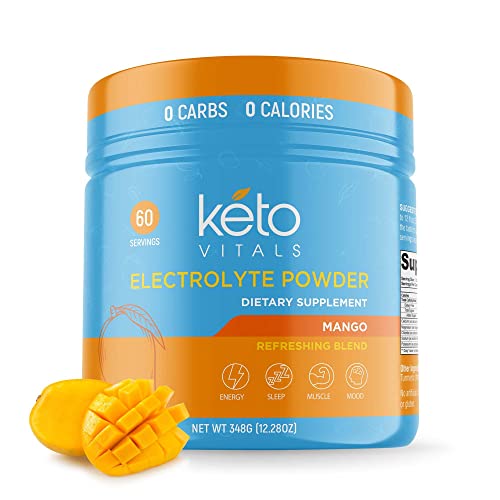 Keto Vitals Electrolytes Powder | Keto-Friendly Electrolytes with Potassium Magnesium Sodium Calcium | Keto Electrolytes Supplement Energy Drink Mix | Sugar-Free Zero Calories Zero Carbs