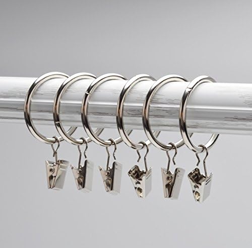 Stainless Steel Metal Curtain Rings with Clips.(Pack of 30 ) (silver 1.5inch)
