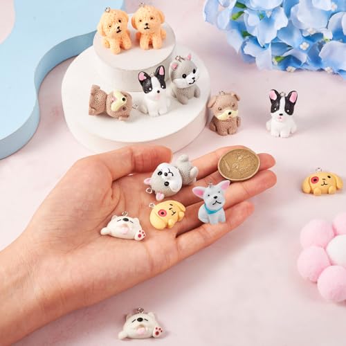 Breloques chien opaque 3D Beadthoven en résine pour la création de bracelets