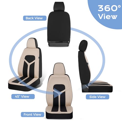 FLORICH Car Seat Covers Full Set, Universal Seat Cover 5 Seats, Automotive Seat Covers with Mesh Leather, Waterproof Car Seat Protector, Breathable Car Seat Cushion for Most Car SUV Truck, Beige by FLORICH - Used condition - Image 8