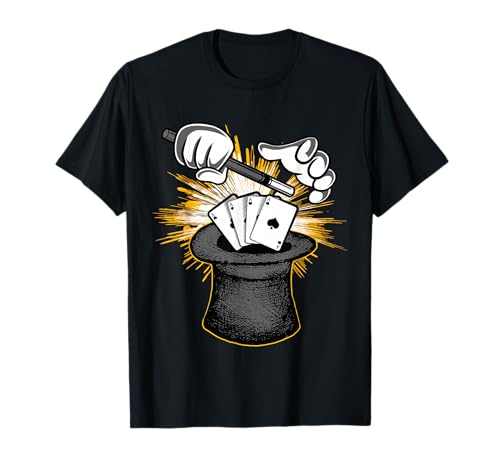 Magician Hat Wand Cards Graphic Magic Show Performer T-Shirt