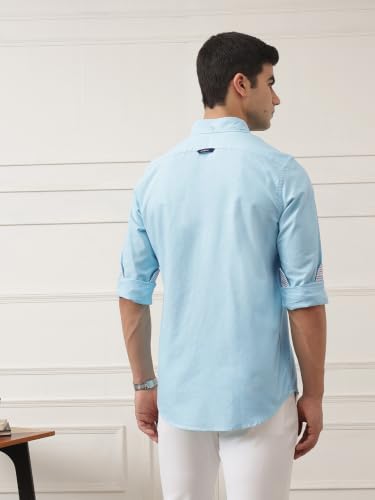 Image of Thomas Scott Men's Cricket Club Collection Classic Regular Fit Twill Shirt | 100% Cotton Long Sleeve Solid Shirt with Button Down Collar (Available in Plus Size)