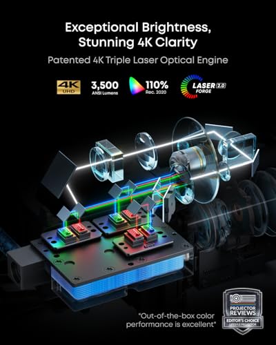 Image of Nebula X1 4K Projector by Anker, Triple Laser Portable Home Theater, Dolby Vision, ISF & TUV Certified, 3500 ANSI Lumens, 56000:1 Contrast, Auto-Align Gimbal, GTV, Indoor & Outdoor, Backyard, Camping