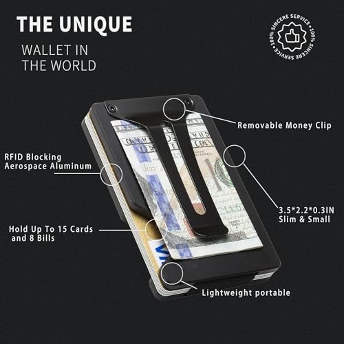 Image of Minimalist Wallet for Men, Slim Metal RFID Blocking Wallet Credit Card Holder Money Clip & Cash Strap, Scratch-Resistant Holds 15 Cards,Ideal Gift for Men | Patriot Reline Eagle