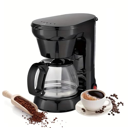 Barista Filter Coffee Maker 750ml, One-Touch Drip Coffee Machine with Reusable Mesh Filter & Anti-Drip Glass Jug, 1-Button Brewing for Home/Office/Travel