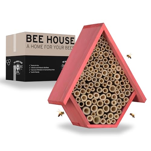 Wooden Bee House and Bee Hotel for Your Garden or Orchard, Attracts Pollinators: Mason Bee and Leafcutting Bees
