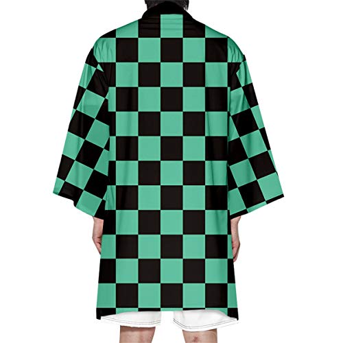 Image of Seidarise Men's Haori, Long Kimono Cardigan Jacket Japanese Style Flying Crane Seven Sleeves Open Front Coat