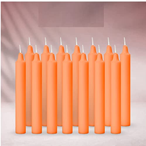 Image of AuraDecor Pack of 14 Stick Candles || Especially Meant for Healing, Chakras, Ritual Candles, Decoration, Lighting, Home Decor || Burning Time 3 to 4 Hours Each (Orange) ,Wax
