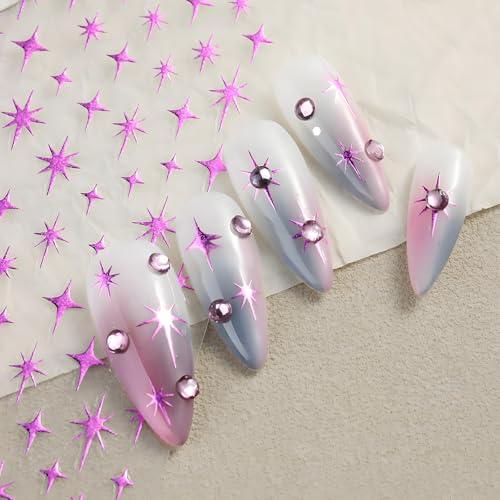 3 Sheets Star Nail Stickers 3D Nail Decals Gold White Pink Starburst Self Adhesive Stickers para uñas Accessories Nail Decoration Gold Nail Stickers Nail Art Stickers for Creative Nail Designs — view 4