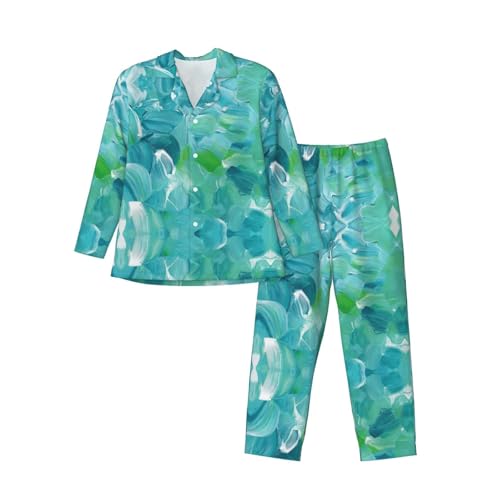 Pyjama col cranté léger et doux | Ensemble de détente bleu pour nuit confortable