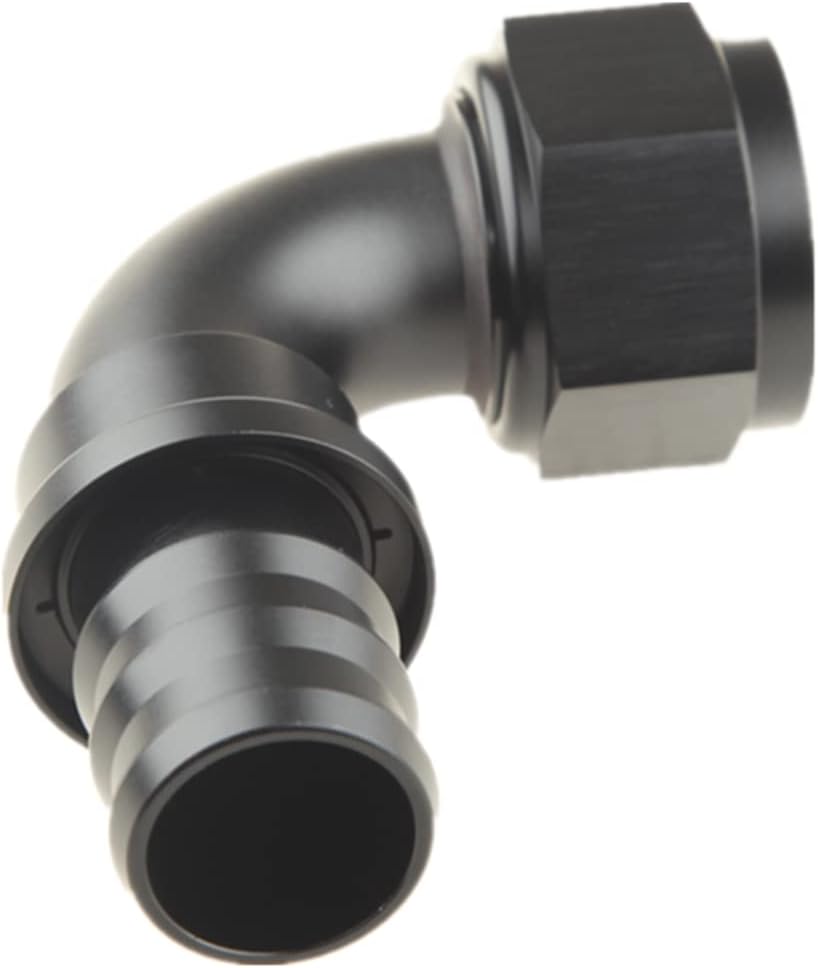 AdlerSpeed AN16 16AN Female 90 Degree Swivel Push On / Push Lock Hose End Oil Fuel Line Fitting Black