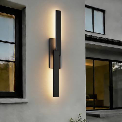 Caiselee 39.5 Inch Aluminum Modern LED Outdoor Wall Lights Long Linear Exterior Sconce Lighting Fixtures Wall Mount Waterproof, 3000K 2530LM Black Outside Lights for House, Garage Porch Door Patio by Caiselee - Used condition - US$69.99