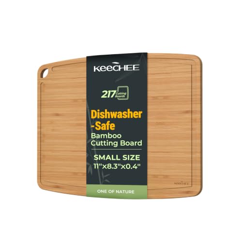 Keechee Dishwasher Safe Carbonized Bamboo Wood Cutting Boards for Kitchen with Juice Groove, Wooden...