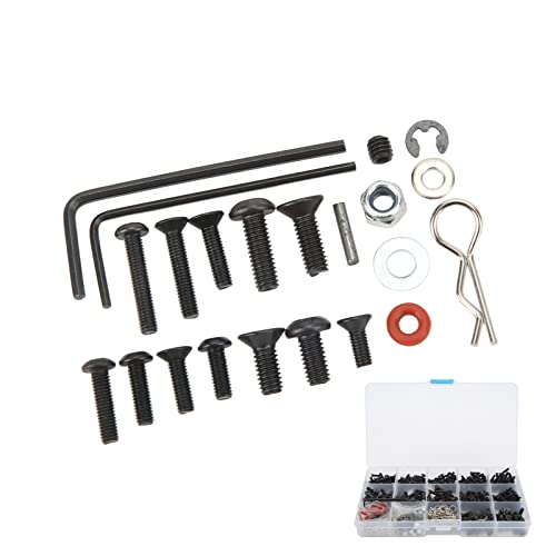 Dilwe RC Schrauben Set, 522 Pcs/Set, M3 M4 mehrere Gr&ouml;&szlig;en, hohe H&auml;rte, klares Gewinde, Schraubensortiment mit Aufbewahrungsbox f&uuml;r 1/8 1/10 RC-Auto