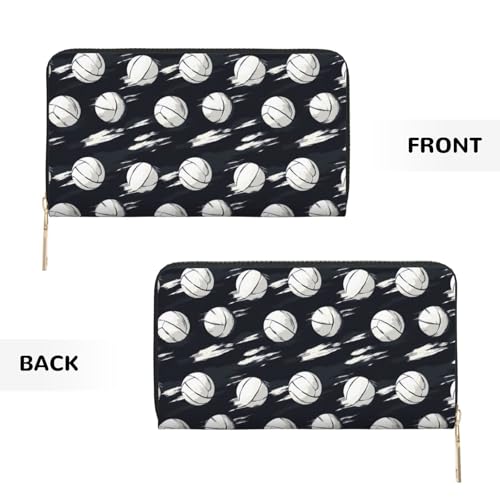 Cool White Baseball Print Wallet Women Men, Long PU Leather Wallets for Women, Cute Womens Travel Wallet Purse Pouch with Zipper Pocket2