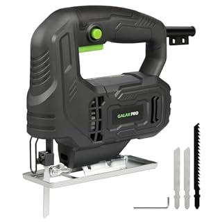 GALAX PRO 400W Electric Jigsaw, 3000 SPM,±45° Bevel Cutting, Lock-on Button, Includes Blades for Wood and Metal