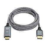 pantalla 8k mexico Cable de nailon trenzado M/M DisplayPort a HDMI con carcasa de aluminio delgada que transmite vídeo y audio de alta definición desde tu computadora a un HDTV para transmisión de vídeo o juegos.