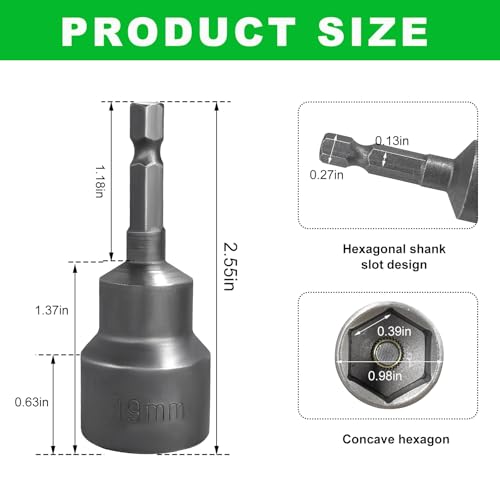 Image of povtii Scissor Jack Socket, 3 /4 Inch or 19mm Magnetic Hex Socket Hex Drive Jack Drill Adapter, Compatible with 1 /4 Inch Diameter Hex Shank Tool for RV Jack, Car Accessories