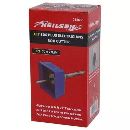 TCT SDS Plus Electricians Box Cutter – Single, Double Socket & Circular Back Box Cutter Square Circular Rectangle for Masonry (Square 77x77 mm)
