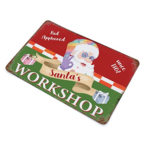 Panneau de rue Santa's Workshop plaque en métal rétro 30x45cm